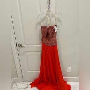 JOVANI BEADED GOWN WITH SLIT